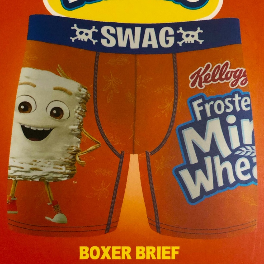 NEW SWAG Frosted Mini Wheats Boxer Brief Underwear Orange MEDIUM Men’s